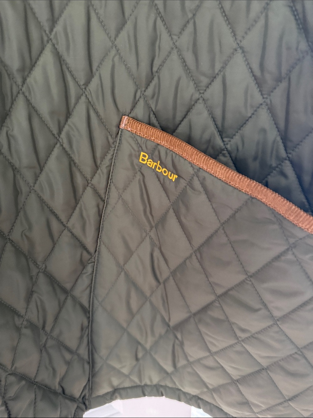 NWT Barbour Olive Quilted Jacket with Corduroy Collar - Picture 2 of 8